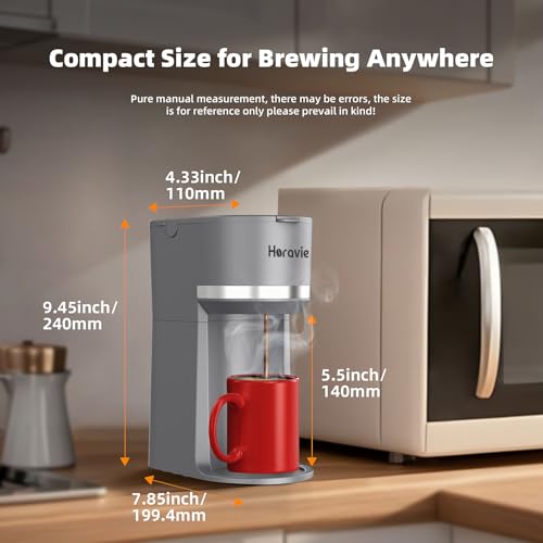 Mini Single Serve Coffee Maker for K Cup & Ground Coffee, Black D139279