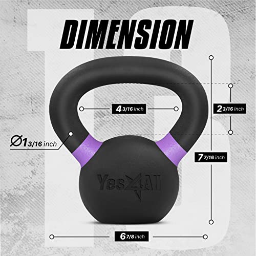 Yes4All Powder Coated Cast Iron Kettlebell Weight Set for Home Gym N15817