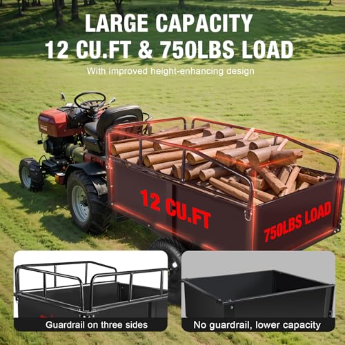 BIG RED Heavy Duty ATV Trailer Steel Dump Cart 450lbs 10 cu.ft Z28713