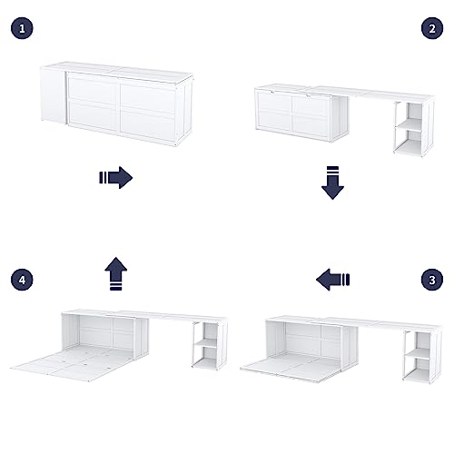 Queen Murphy Bed with Storage Drawer and Desk, Gray N8582