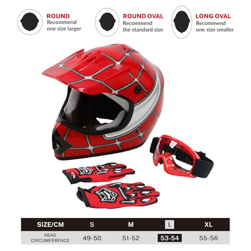 SLMOTO Dot Youth Kids Motocross Offroad Helmet with Goggles and Gloves Blue Skull D851858