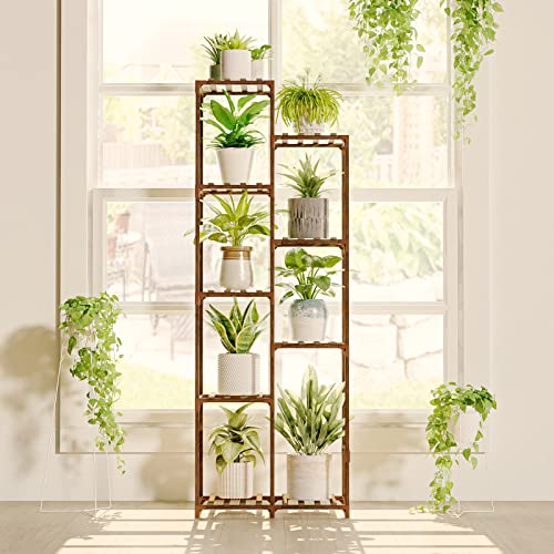 Bamworld Plant Stand Indoor Outdoor Wood Plant Rack 3 Tier Ladder D51744