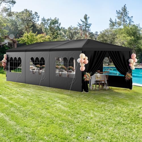 White Party Tent 10x30 with 8 Sidewalls for Outdoor Events K927