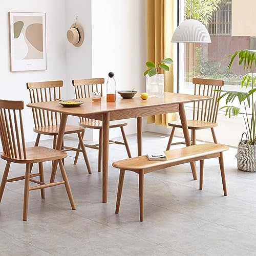 Solid Wood Dining Bench, Skinny Rectangular, Oak, 47.24 V679437