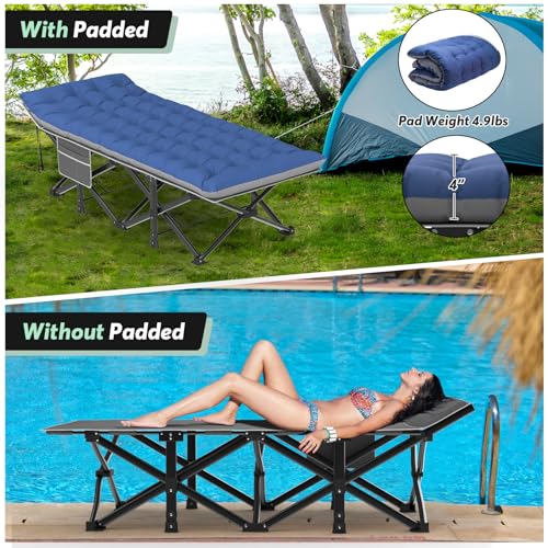 Slendor Oversized XXL Folding Camping Cot for Adults with Mattress and Carry Bag, Grey K607458