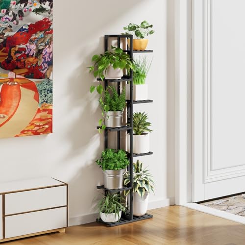 ROSSNY 48 Inch Tall 6-Tier Bamboo Plant Stand for Indoor Plants, Corner Plant Shelf, Natural W935552