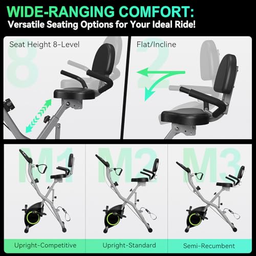 Foldable Exercise Bike with 16-Level Magnetic Resistance for Home T532