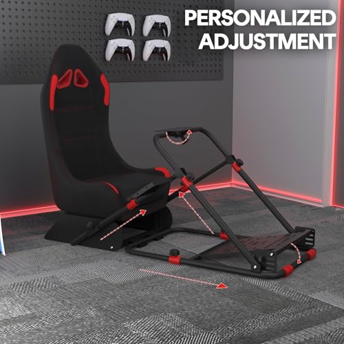 RACGTING Racing Simulator Cockpit, Foldable Adjustable Racing Seat B89086