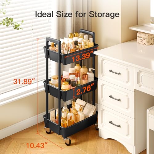 Pipishell 3 Tier Rolling Cart Organizer with Lockable Wheels, White K43271