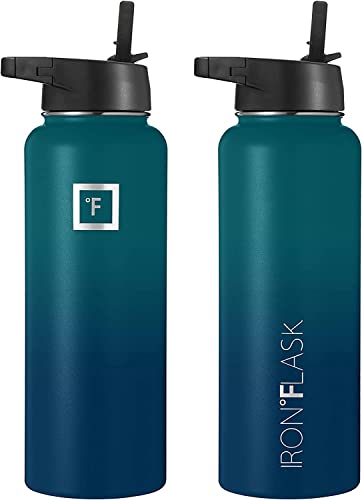 IRON °FLASK Stainless Steel Insulated Water Bottle with 3 Lids, 40 oz U19688