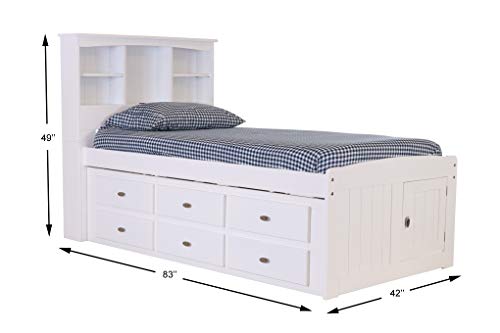 Discovery World Furniture White Full Bookcase Bed with 6 Drawers Z895159