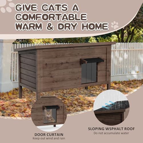 Outdoor Cat House Insulated Wooden Shelter for Multiple Cats K816912