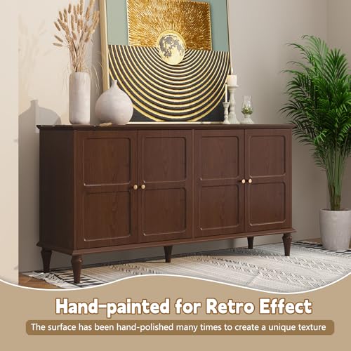 ARTPOWER Sideboard Buffet Cabinet with Storage, 58'' Mid-Century Modern, Brown M393886