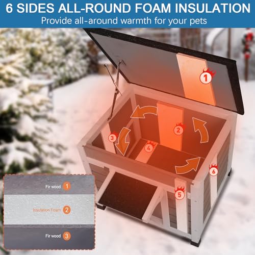 Outdoor Cat House Weatherproof Winter Enclosure for Feral Cats W562161