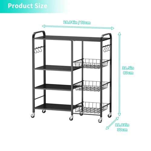 HapiRm Rolling Kitchen Microwave Cart with Pull-Out Baskets X64290