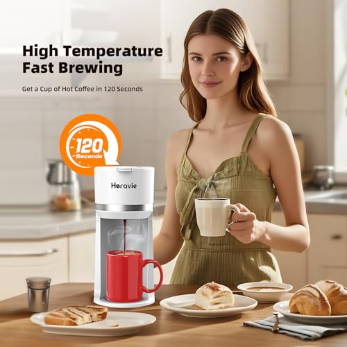 Mini Single Serve Coffee Maker for K Cup & Ground Coffee, Black D139279
