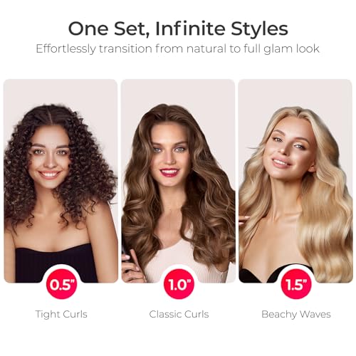 TYMO 3 in 1 Ceramic Curling Iron Set, Dual Voltage for Travel M921001