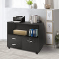Karmas Product Wood File Cabinet with Lock 3 Drawer Mobile Lateral, Black X3979