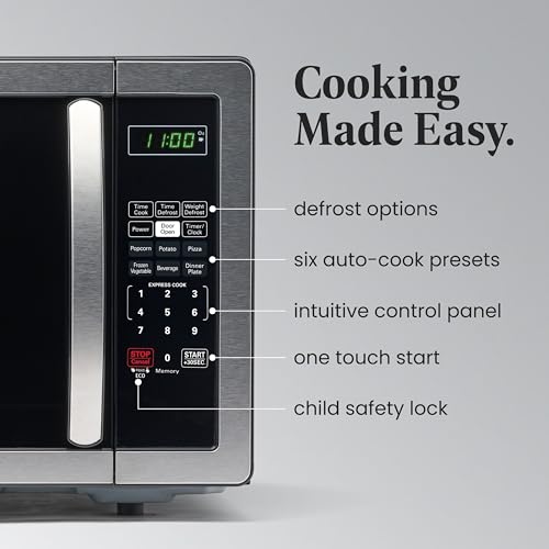 Farberware Countertop Microwave 1000W 1.1 cu ft Black Stainless Steel P5805