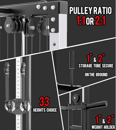 Eonfit Cable Machine for Home Gym, LAT Pulldown Crossover with Leg Holder Z123473