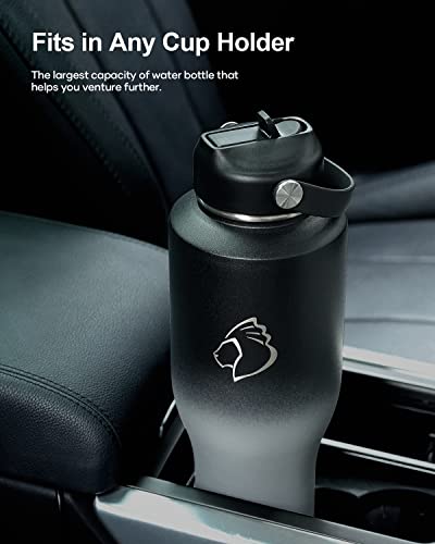 BUZIO 40oz Insulated Tumbler with Handle and Straw Lid, Black M702