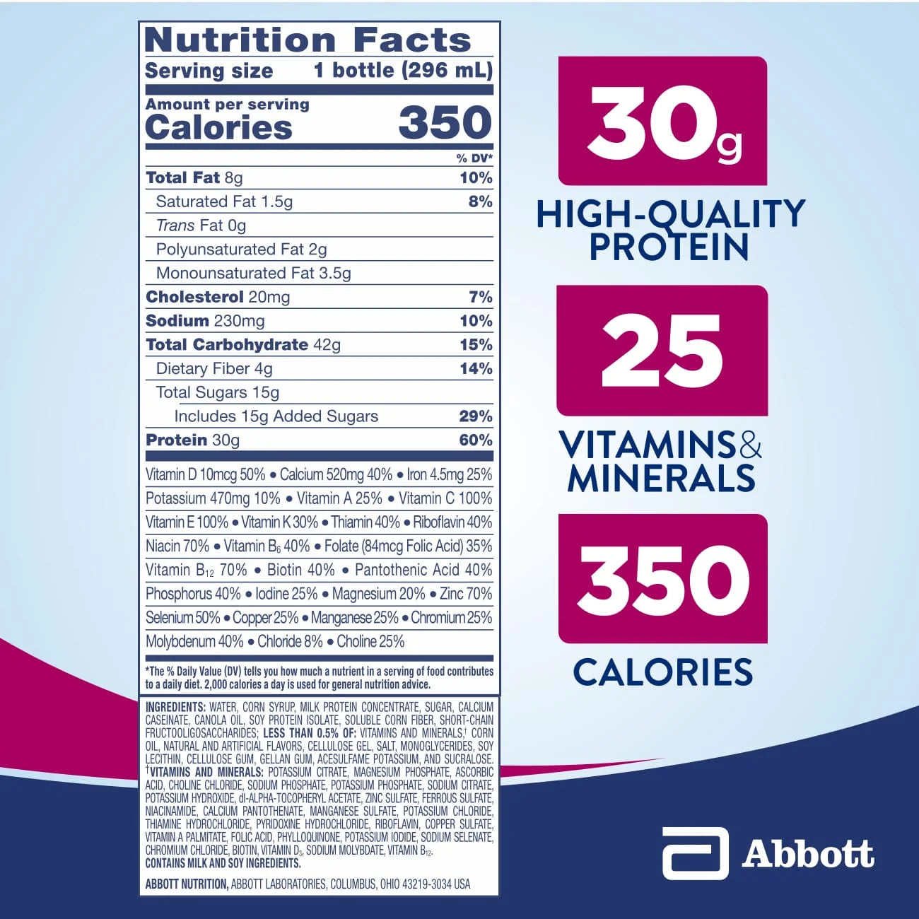 Ensure COMPLETE Nutrition Shake, Vanilla, 30G Protein, 4 Count I5883
