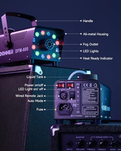 Donner 600W Fog Machine with LED Lights and Wireless Remote T87719