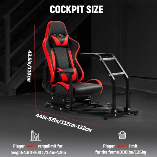 Dardoo G29 Adjustable Gaming Sim Cockpit with Red Seat U47373