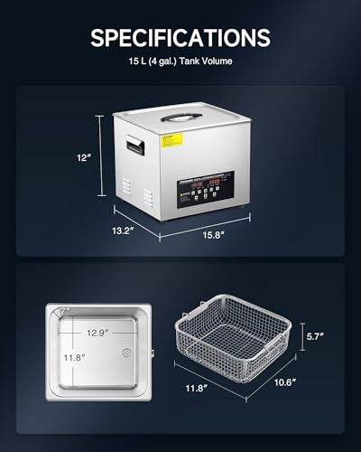 CREWORKS 3L Digital Ultrasonic Cleaner with Degas & Gentle Modes, 120W R572