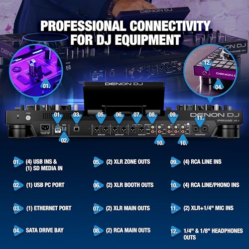 Denon DJ PRIME 4+ Standalone DJ Controller with 4 Decks and 10.1" Touchscreen Z5622