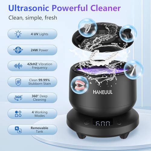 Ultrasonic Retainer Cleaner for Dentures & Aligner, 4 Modes, White U61236