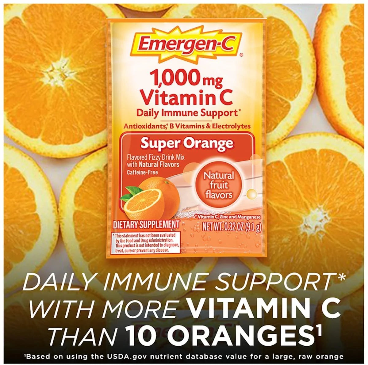 Emergen-C 1000mg Vitamin C Powder, Super Orange, 60 Ct R534568