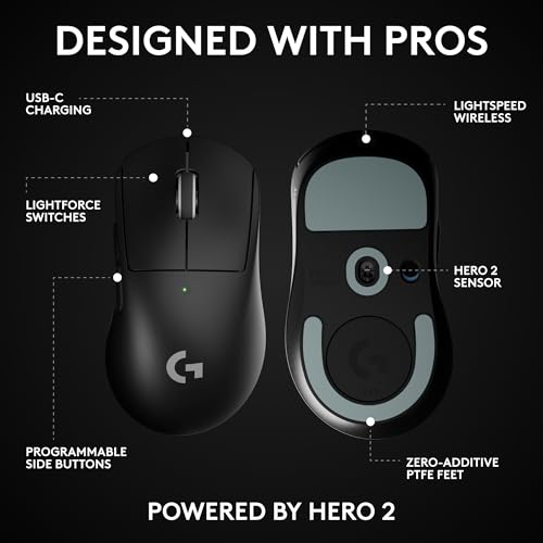 Logitech G PRO X Superlight 2 DEX Wireless Gaming Mouse, 60g, White D21215