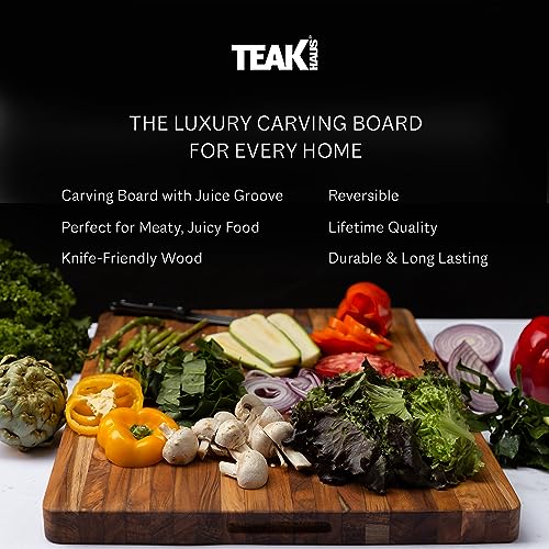 Teakhaus Cutting Board Extra Large with Grip Handles, Reversible Teak Edge Grain U703652