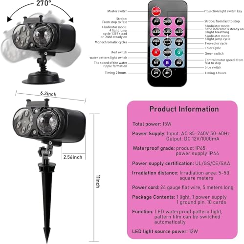 Holiday Projector with 10 HD Replaceable Slides, Waterproof Outdoor Decoration Light F6111