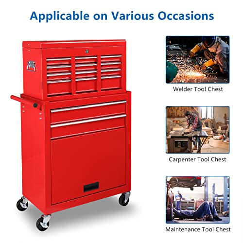 TUFFIOM 5-Drawer Rolling Tool Chest with Lockable Wheels X4579