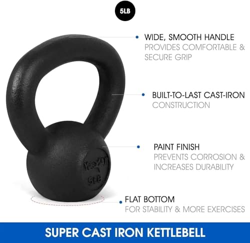 Yes4All 5-80 lbs Cast Iron Kettlebell for Strength Training M7531