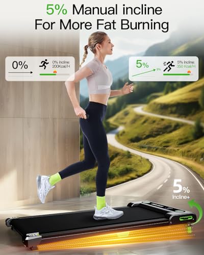 Akluer Walking Pad with Incline, 2.5 HP Under Desk Treadmill for Home L144230