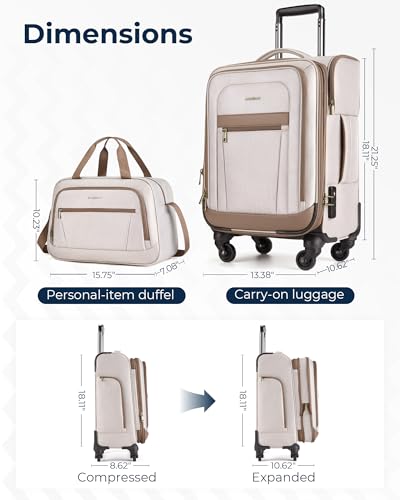BAGSMART Carry-On Luggage 20 Inch Expandable Suitcase with Duffel Bag S7860