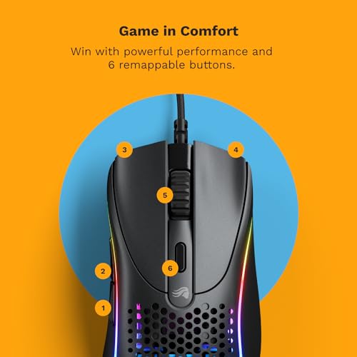 Glorious Model D Wired Gaming Mouse - 68g Honeycomb RGB Ergonomic, Matte White M160012