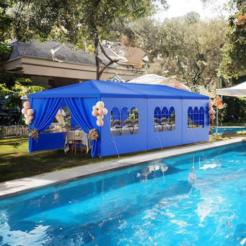 Outdoor Party Tent 10x30 Black with 8 Removable Sidewalls V87006