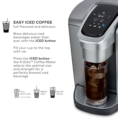 Keurig K-Elite Single Serve K-Cup Pod Coffee Maker, Brushed Silver P23556