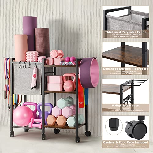 Yoga Mat Storage Rack for Dumbbells and Kettlebells, Home Gym Organizer N713