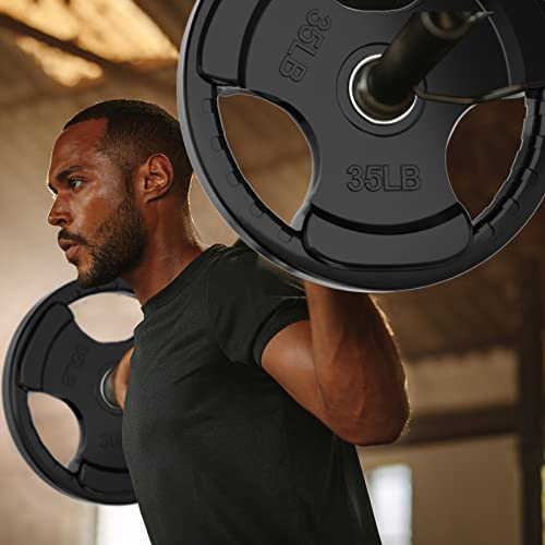 RitFit Olympic Rubber Grip Plates 2-Inch for Barbell Weightlifting Strength Training Z70542