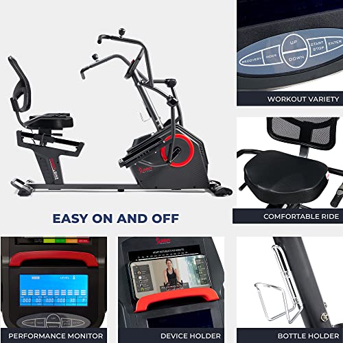 Sunny Health & Fitness Elite Recumbent Cross Trainer & Elliptical Machine with Arm Exercisers M861