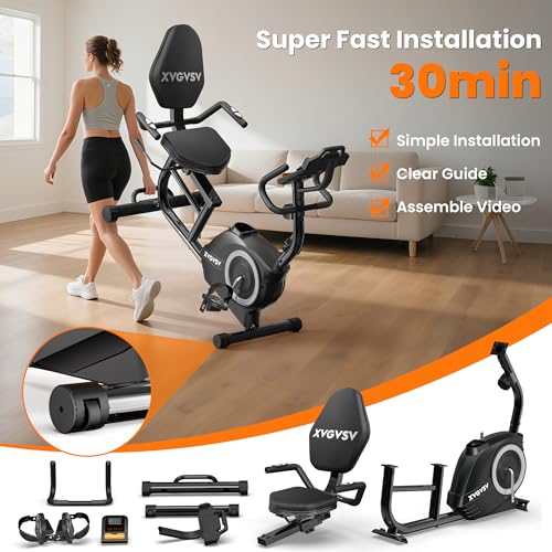 Recumbent Exercise Bike for Home, Quiet Stationary Bike for Adults & Seniors, 400LB Capacity X156547
