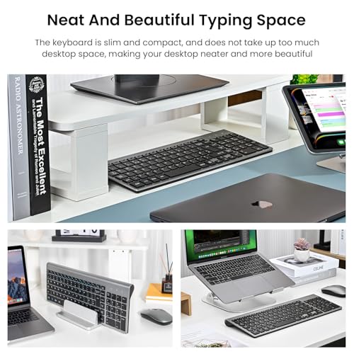 cimetech Wireless Keyboard, Compact Full Size 2.4G Ultra-Thin for Windows, Grey B908117