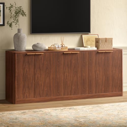 67" Fluted Oak Buffet Cabinet Sideboard with 6 Doors A1241