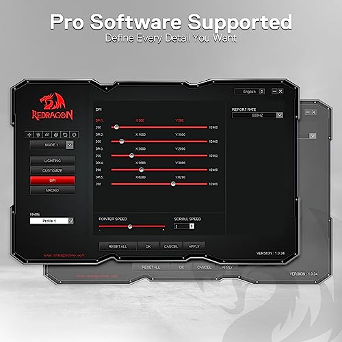 Redragon M908 Impact RGB MMO Gaming Mouse with 12 Side Buttons, 12400 DPI U713989