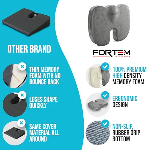 FORTEM Office Chair Cushion and Back Support, Memory Foam Lumbar Pillow, Non Slip, XL V440